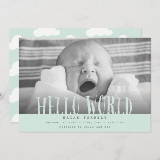 Hallo Welt Wolken Minze Ankündigung (Vorne/Hinten)