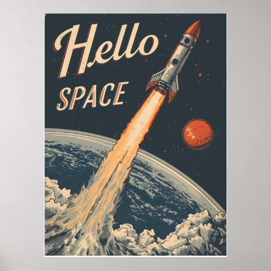 Hallo Weltall-Retro Futurismus Poster (Vorne)
