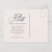 Hallo Weltskripttext-Foto-Geburtsmitteilung Ankündigungspostkarte (Rückseite)