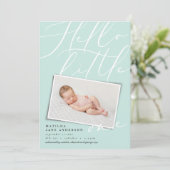 Hallo wenig ein modernes 1 Foto Aqua niedlich Ankündigung (Stehend Vorderseite)