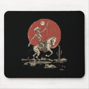 Hallo Western Cowboy Skelett Reitet auf Pferd Vint Mousepad