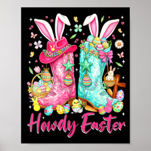 Hallo Western-Osterhase Coquette Cowboy-Stiefel Poster