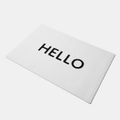 Hallo White Black Minimal Doormat Fußmatte (Schrägansicht)