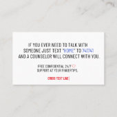 Hallo Wie sind Sie frei 24/7 Krisen Text-Zeile Telefonnummerkarte (Rückseite)