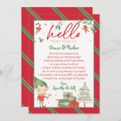 Hallo Willkommensbrief von Eurem Weihnachtself Einladung (Vorne/Hinten)