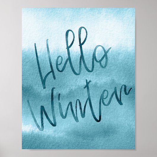Hallo Winter Blue Watercolor Saisonposter Poster (Vorne)