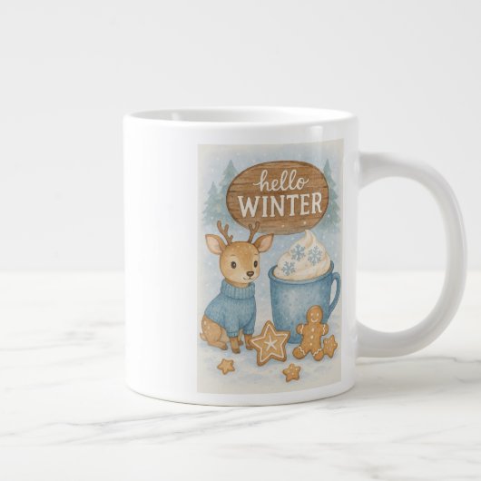 Hallo Winter.Cosy Reindeer, Hot Cocoa, Gingerbret Jumbo-Tasse (Rechts)