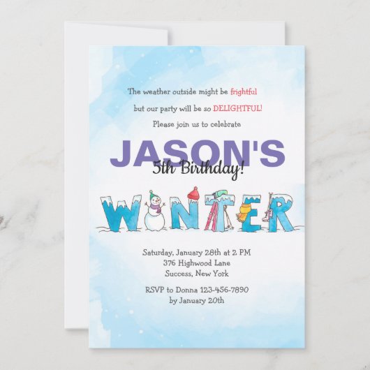 Hallo Winter Einladung (Vorderseite)