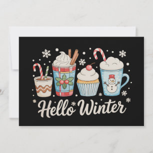 Hallo Winter Gemütlicher Kaffee Schneemann Weihnac Feiertagskarte