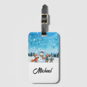 Hallo Winter Gepäckanhänger personalisiert (Vorderseite Vertikal)