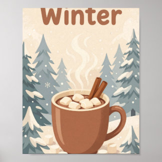 Hallo Winter — Kuschelige Heißer Kakao Tasse Kunst Poster