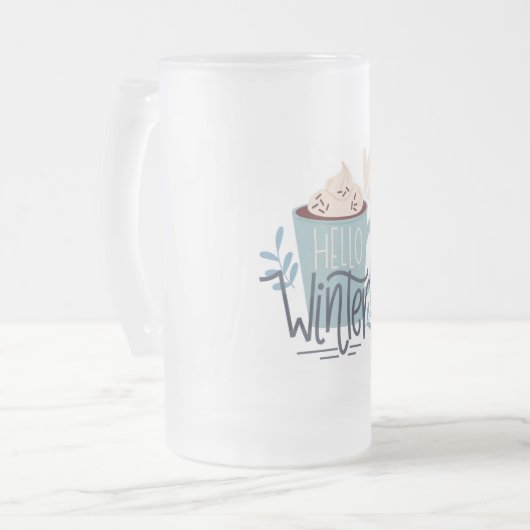 Hallo Winter Mattglas Bierglas (Vorderseite Links)