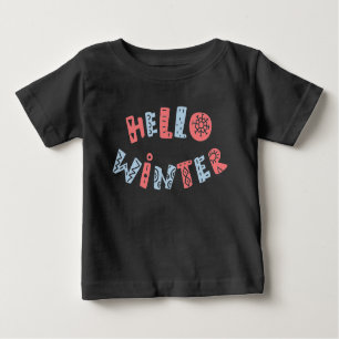 Hallo Winter Niedliche Baby Boys Weihnachtsfeier Baby T-shirt