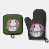 Hallo Winter Ofenhandschuh & Topflappen-Set (Vorderseite)