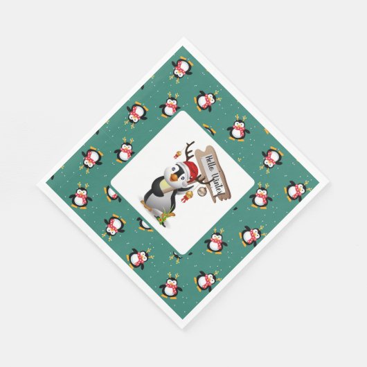 Hallo Winter Penguins Napkins Serviette (Ecke)