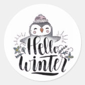 Hallo Winter Pinguin Aufkleber (Vorderseite)