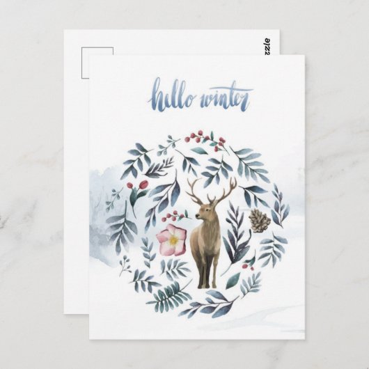 Hallo Winter Postkarte (Vorne/Hinten)