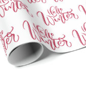 Hallo Winter Red Script Holiday Geschenk Geschenkpapier (Rolleneckpunkt)
