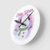 Hallo Winter Runde Wanduhr (Winkel)