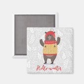 Hallo Winter Saison Gruß Illustration Bärenkunst Magnet (Vorderseite/Rückseite)