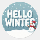 Hallo Winter Schneemann Aufkleber (Vorderseite)