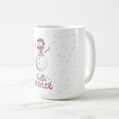"Hallo Winter" Schneemann-Tasse Kaffeetasse (VorderseiteRechts)