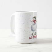 "Hallo Winter" Schneemann-Tasse Kaffeetasse (Vorderseite Links)