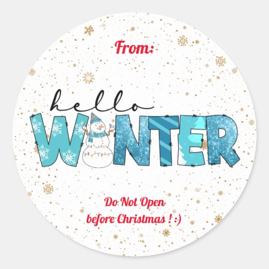 Hallo Winter Snowman Customize Runder Aufkleber (Vorderseite)