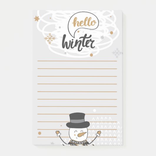 Hallo Winter Snowman Post-It Notes Klebezettel (Vorderseite)