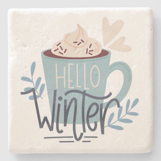 Hallo Winter Steinuntersetzer (Vorderseite)