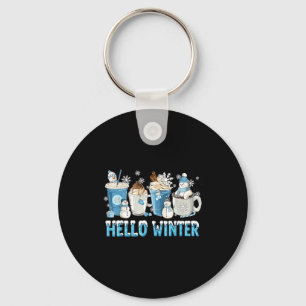 Hallo Winter Süße Gemütliche Kaffeeliebhaber Schne Schlüsselanhänger
