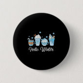 Hallo Winter Sweet Cosy Kaffeeliebhaber Snowman Ch Button (Vorderseite)