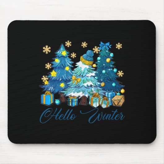 Hallo Winter Sweet Cosy Kaffeeliebhaber Snowman Ch Mousepad (Vorne)