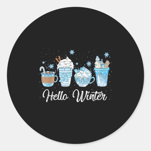 Hallo Winter Sweet Cosy Kaffeeliebhaber Snowman Ch Runder Aufkleber (Vorderseite)