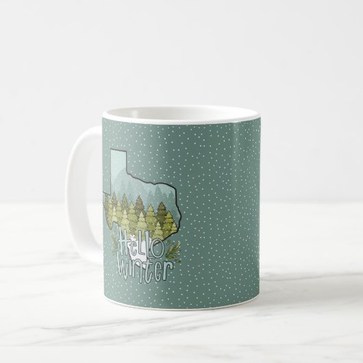 Hallo Winter Texas Forest Snow Szene Kaffeetasse (Vorderseite Links)