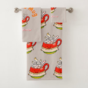 Hallo Winter Umarmung in einer Tasse Cozy Kawaii I Badhandtuch Set