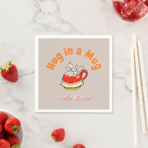 Hallo Winter Umarmung in einer Tasse Cozy Kawaii I Serviette