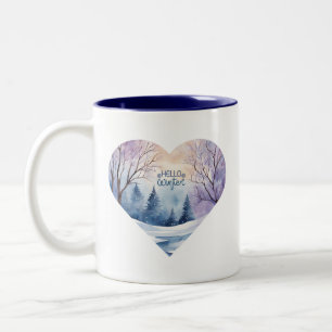Hallo Winter Watercolor Herz Zweifarbige Tasse