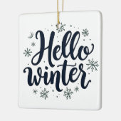Hallo Winter Weihnachten Schneeflocken Wintersaiso Keramikornament (Links)