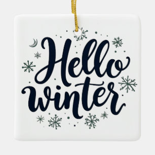 Hallo Winter Weihnachten Schneeflocken Wintersaiso Keramikornament