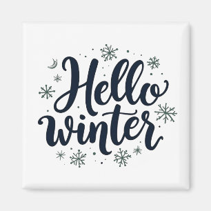 Hallo Winter Weihnachten Schneeflocken Wintersaiso Magnet