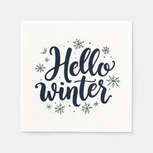 Hallo Winter Weihnachten Schneeflocken Wintersaiso Serviette