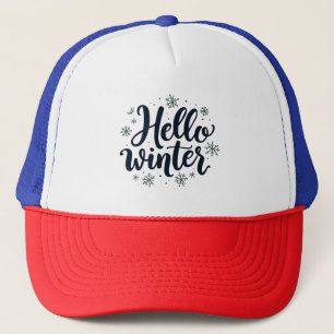 Hallo Winter Weihnachten Schneeflocken Wintersaiso Truckerkappe
