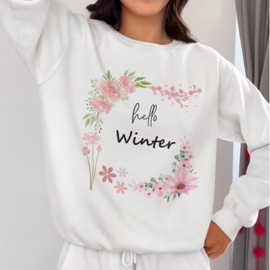 Hallo Winter Wildblume & Herbstleaves Sweatshirt