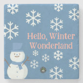 Hallo, Winter Wonderland Stone Untersetzer (Vorderseite)