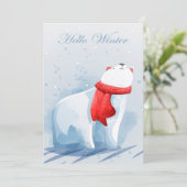 Hallo Winterbär Feiertagskarte (Stehend Vorderseite)