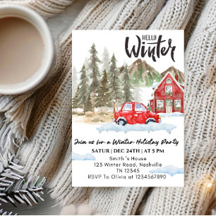 Hallo Winterparty - Schneeflocken Winterparty Einladung
