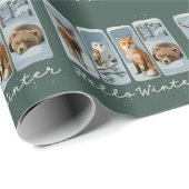 Hallo Wintertiere Hirsche Fox Bär Gemütliche Jahre Geschenkpapier (Rolleneckpunkt)