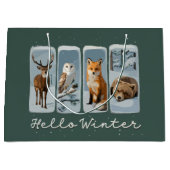 Hallo Wintertiere Hirsche Fox Bär Gemütliche Jahre Große Geschenktüte (Vorderseite)