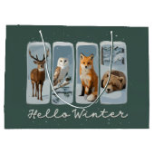 Hallo Wintertiere Hirsche Fox Bär Gemütliche Jahre Große Geschenktüte (Rückseite)